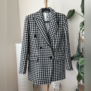 EENK Wool Jacket Houndstooth Blazer w/ gold button FREE Shipping